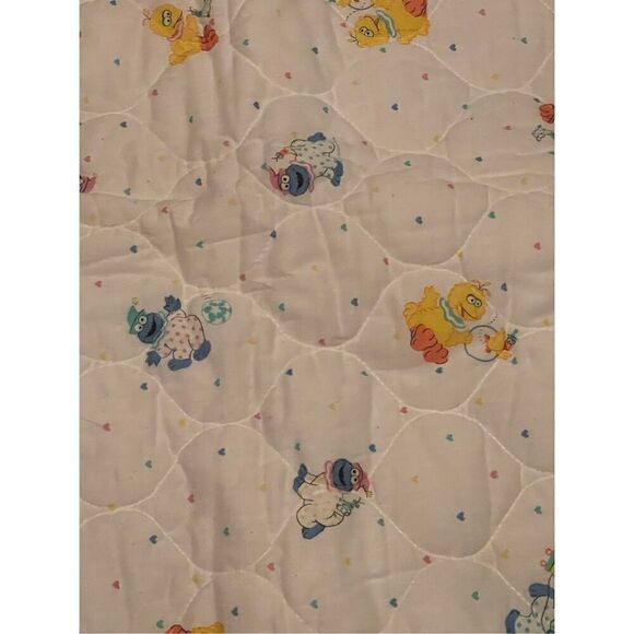 Vintage Sesame Street Cookie Monster & Big Bird  Baby Quilted Padded Crib Blanke - Picture 3 of 4